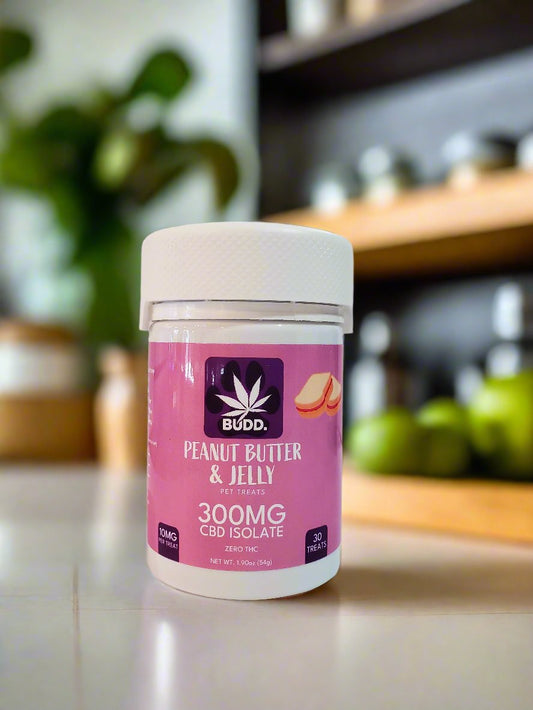 CBD ISOLATE PEANUT BUTTER AND JELLY 300MG (30 TREATS 10MG EACH)