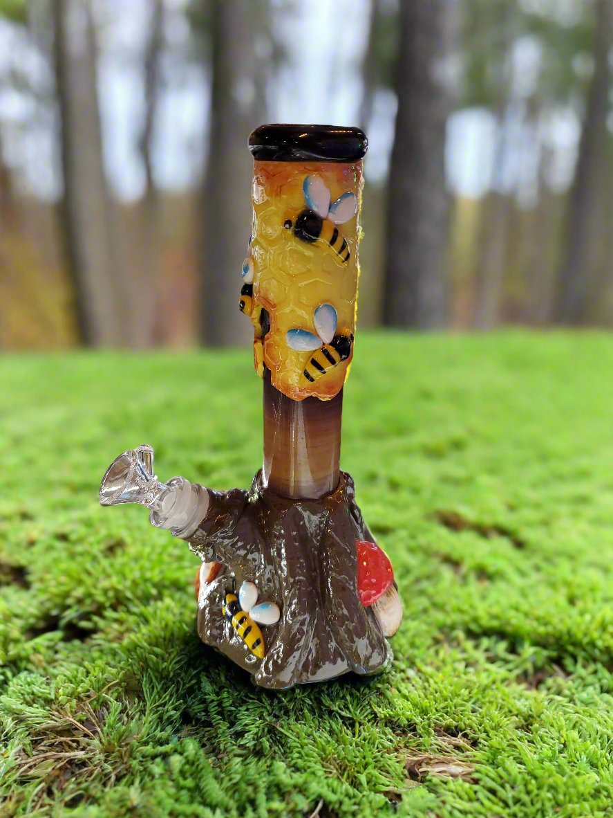 Bees Honeycomb And Mushrooms Tree Trunk Design Water Pipe